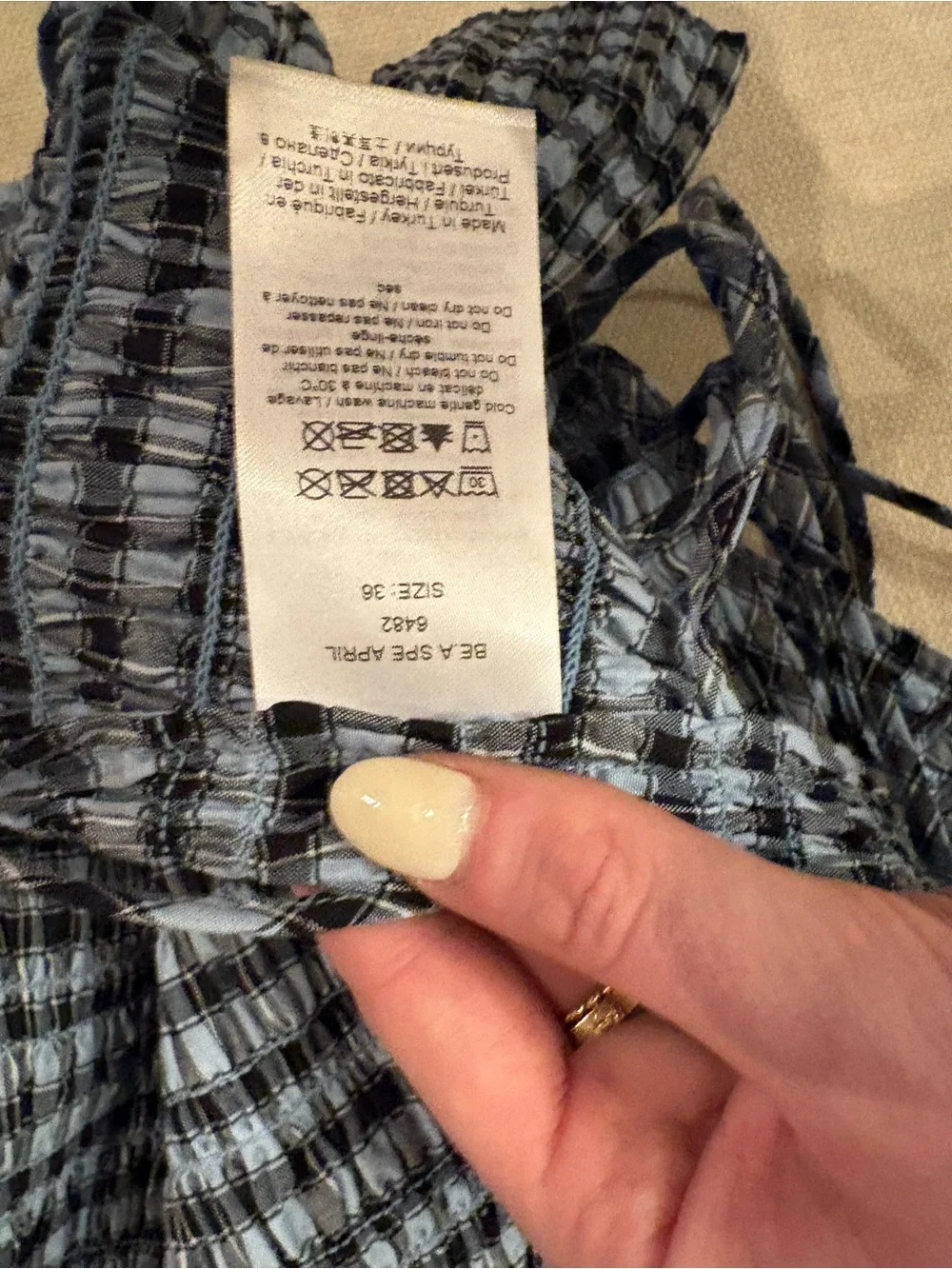 Ganni Seersucker Smocked Gingham Tank Top - Picture 4 of 5